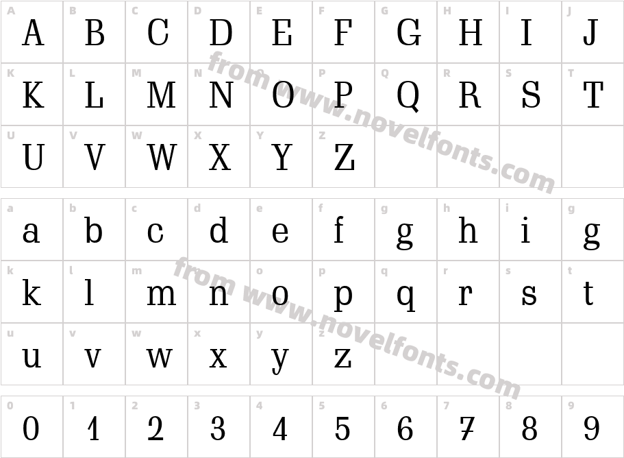 Schadow BT RomanCharacter Map