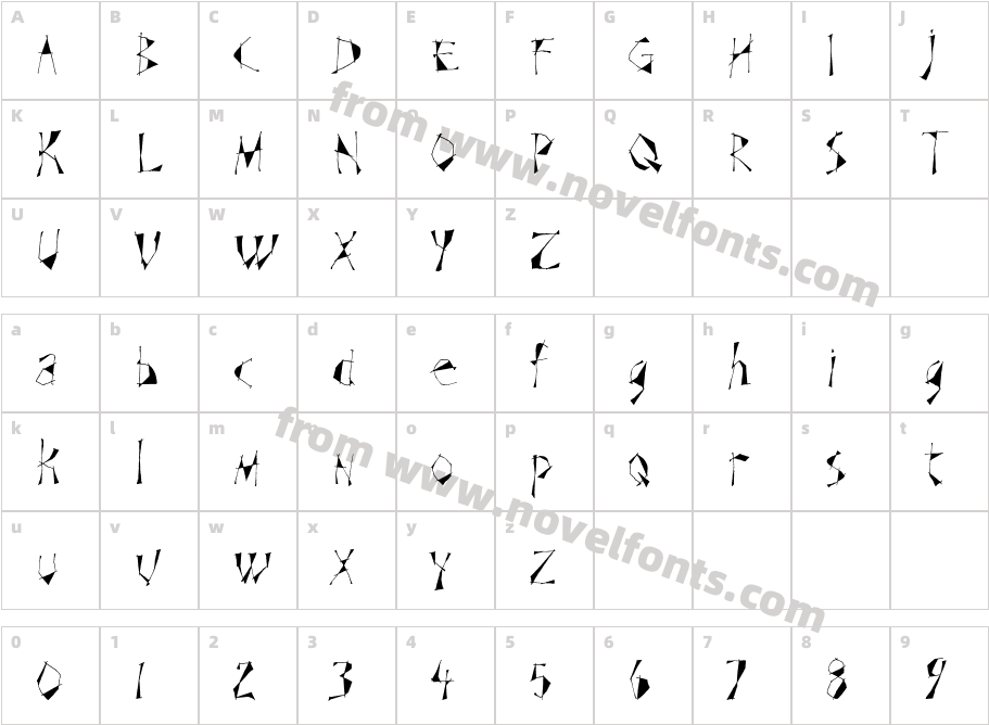 SchizoidITCStdCharacter Map