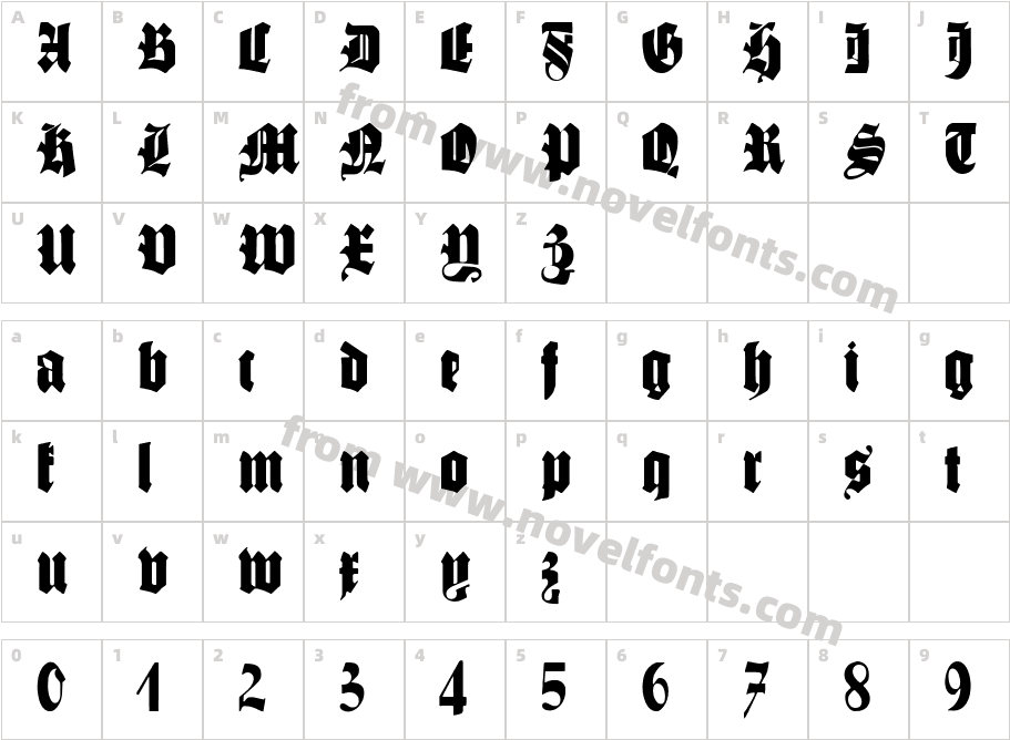 SchmaleGotischMKCharacter Map