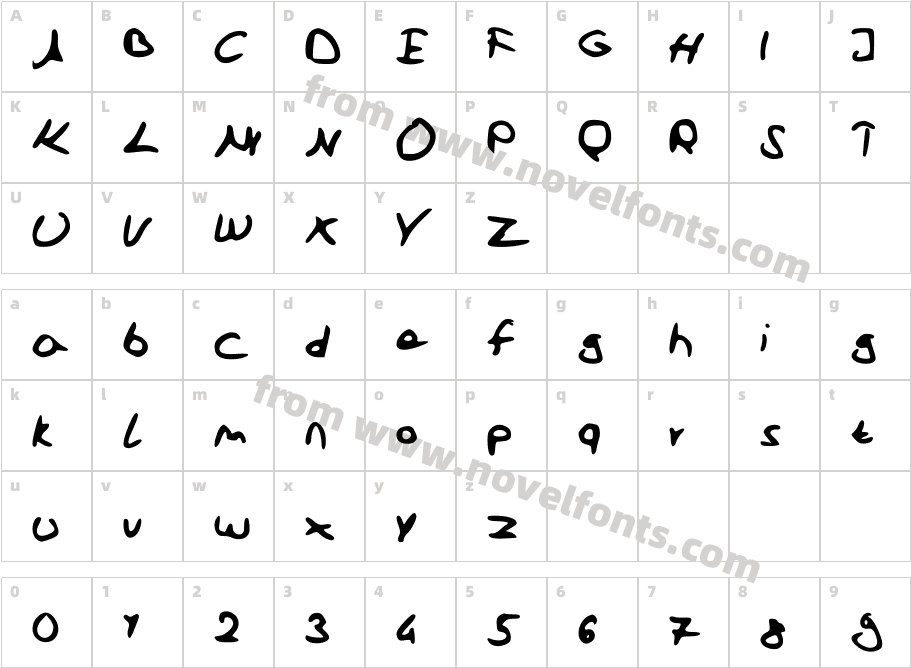 SchoolFontCharacter Map