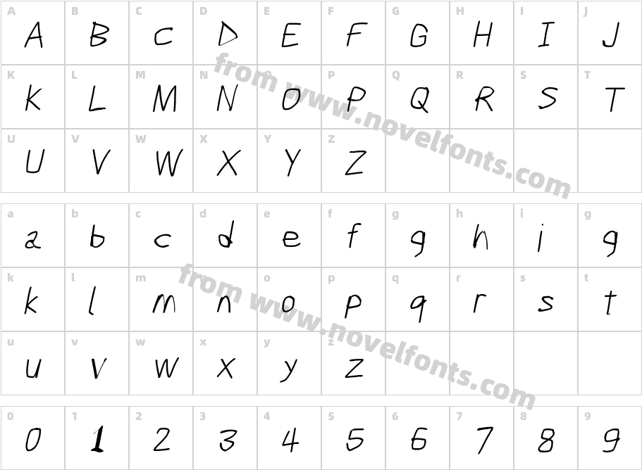 Scribbler Light ItalicCharacter Map