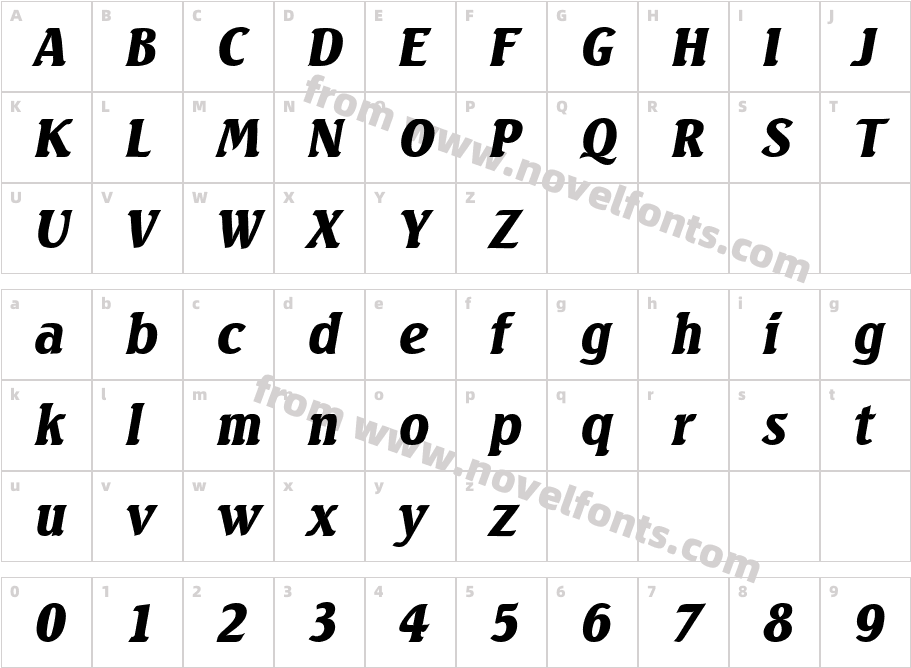 Seabird SF Bold ItalicCharacter Map