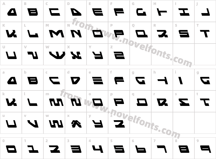 Searider Falcon LeftalicCharacter Map