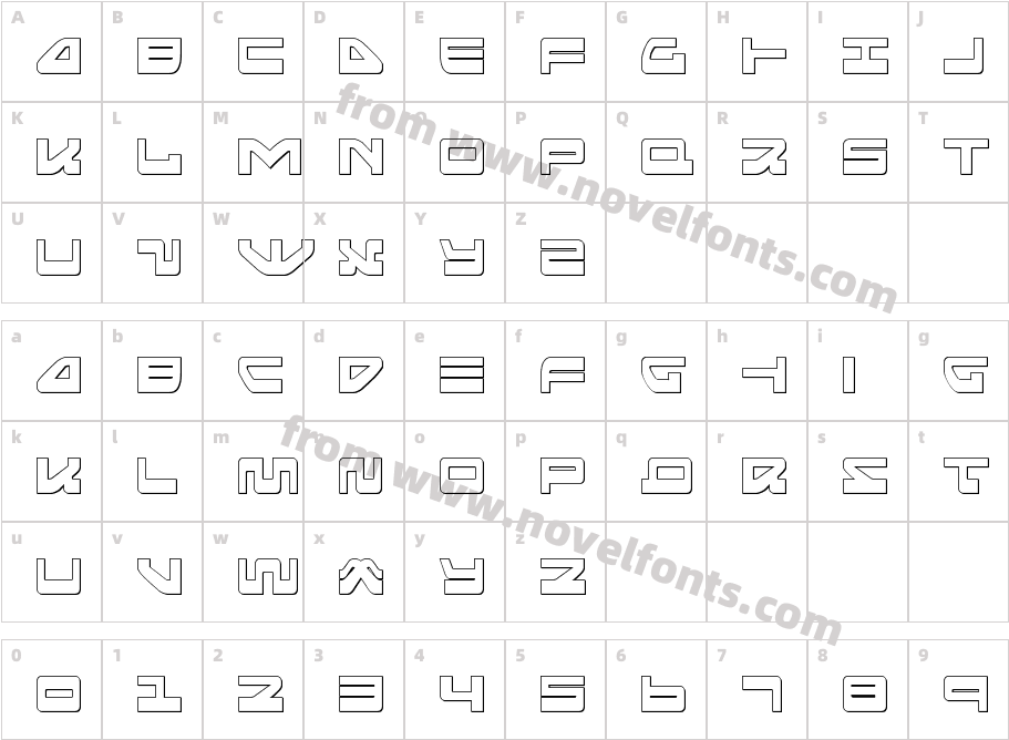 Searider Falcon OutlineCharacter Map