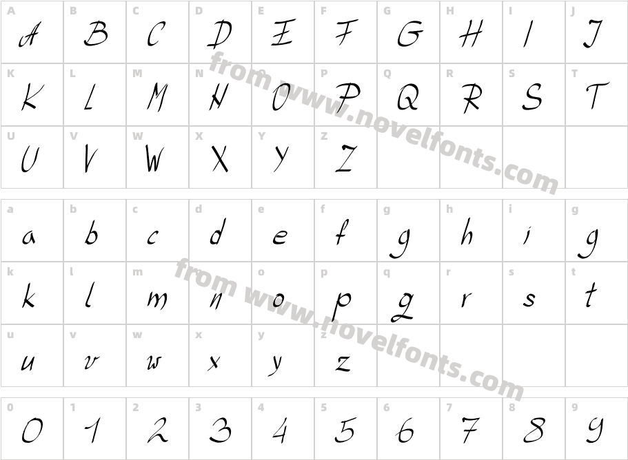 SemirResimovicRukopisniFONTCharacter Map