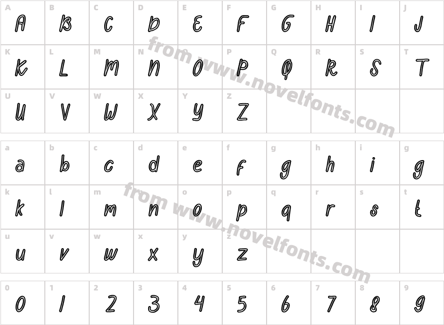 Semongko OutlineCharacter Map