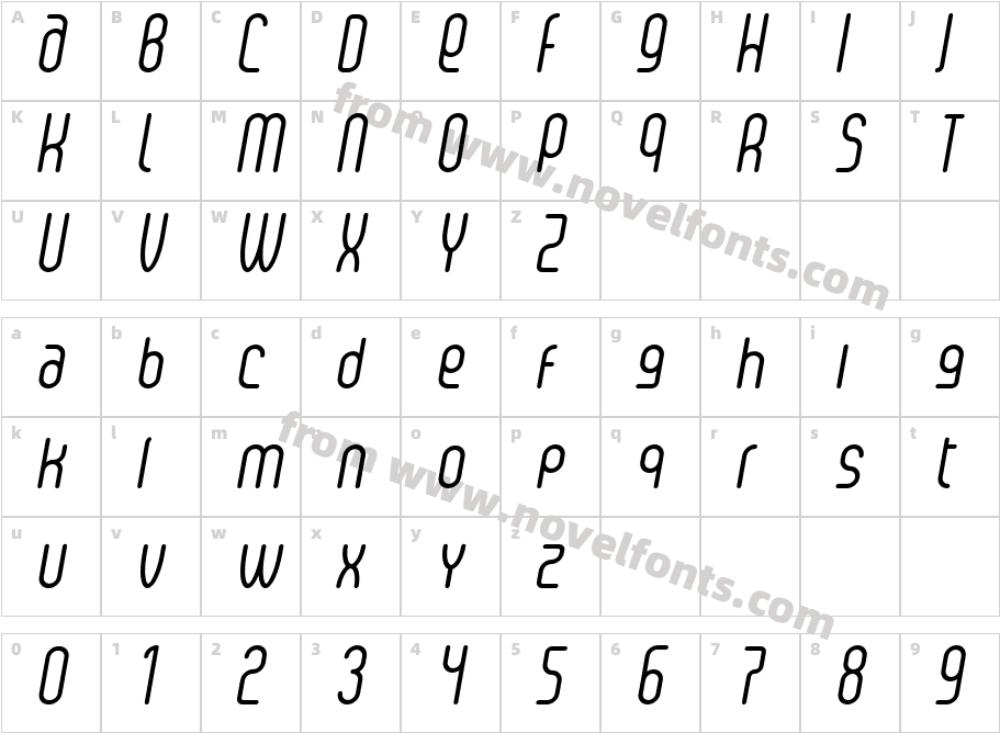 Senzi-ItalicCharacter Map