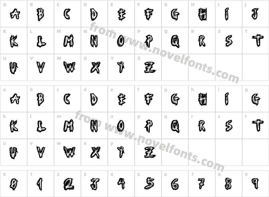 Serial FontCharacter Map