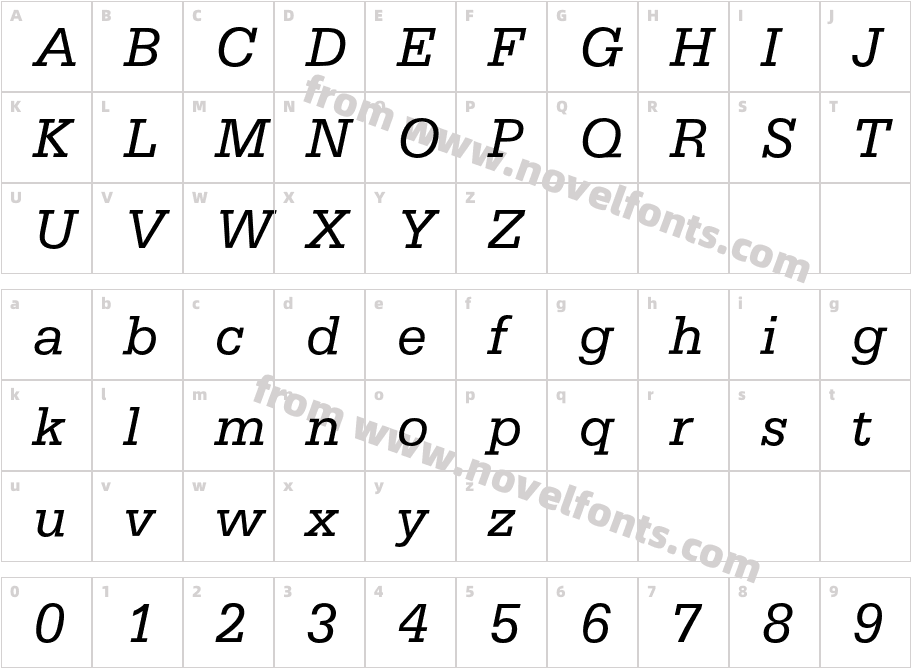 SerifaBQ-ItalicCharacter Map