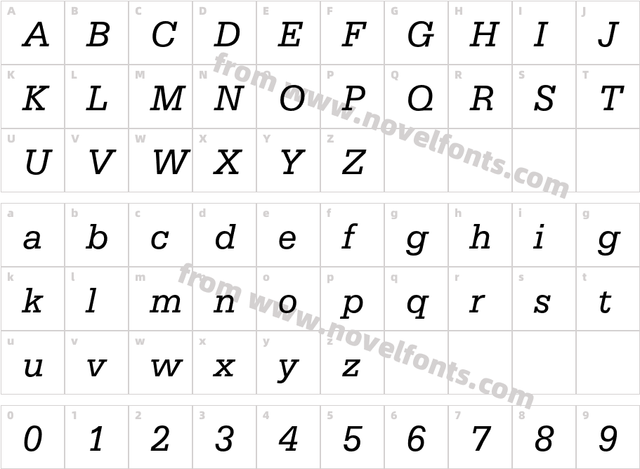 SerifaBT-ItalicCharacter Map