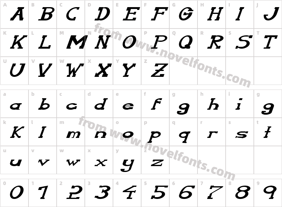 Serifonwide ItalicCharacter Map