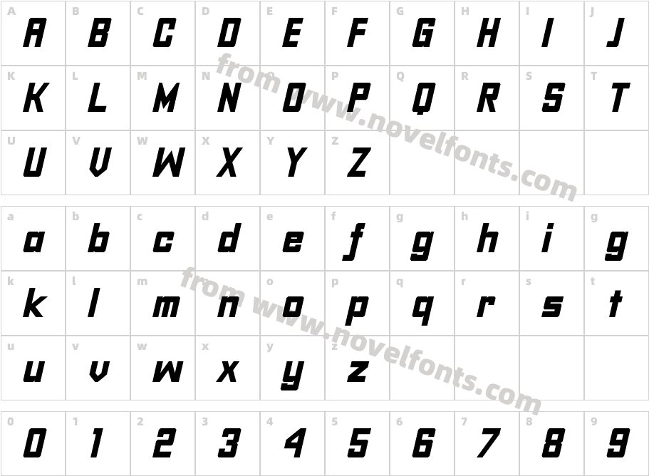 Sever Sans Bold ItalicCharacter Map