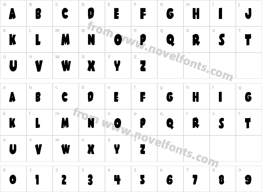 Shablagoo CondensedCharacter Map