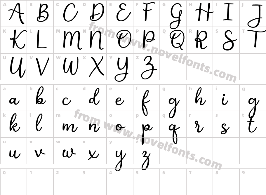 Shakila Script RegularCharacter Map