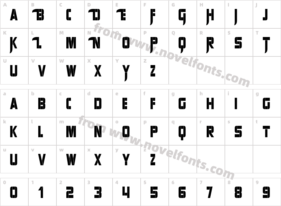 Sharp Avienne CondensedCharacter Map