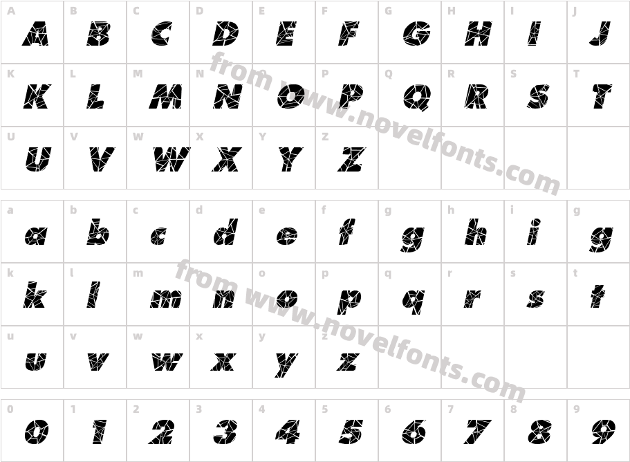 Shatter ItalicCharacter Map