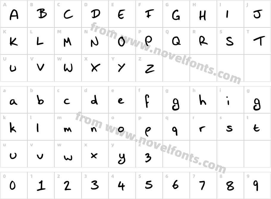 Shazi HandCharacter Map