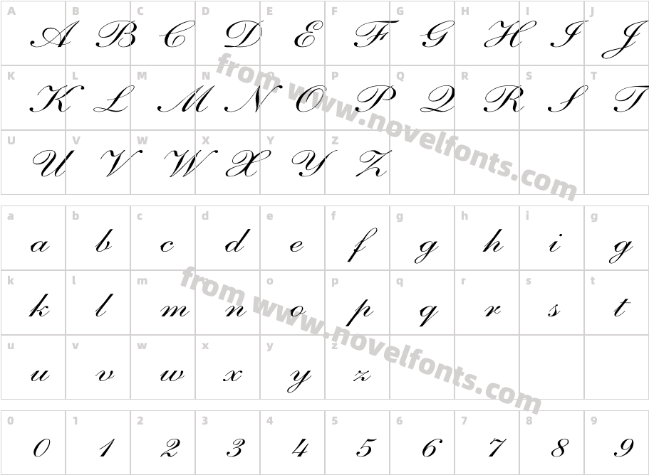 Shelley-AndanteScript WdCharacter Map