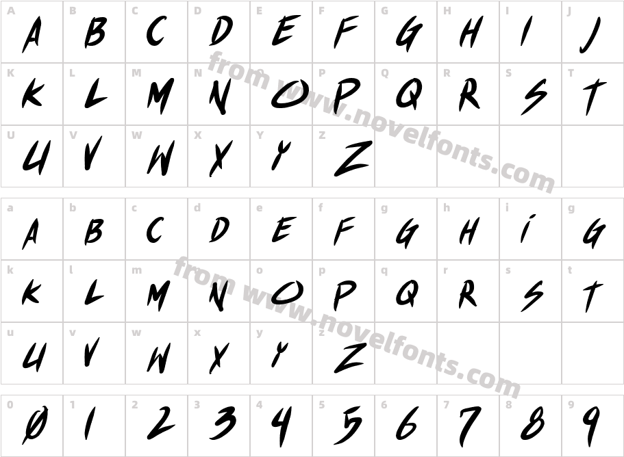 Shin Akiba Punx Bold ItalicCharacter Map