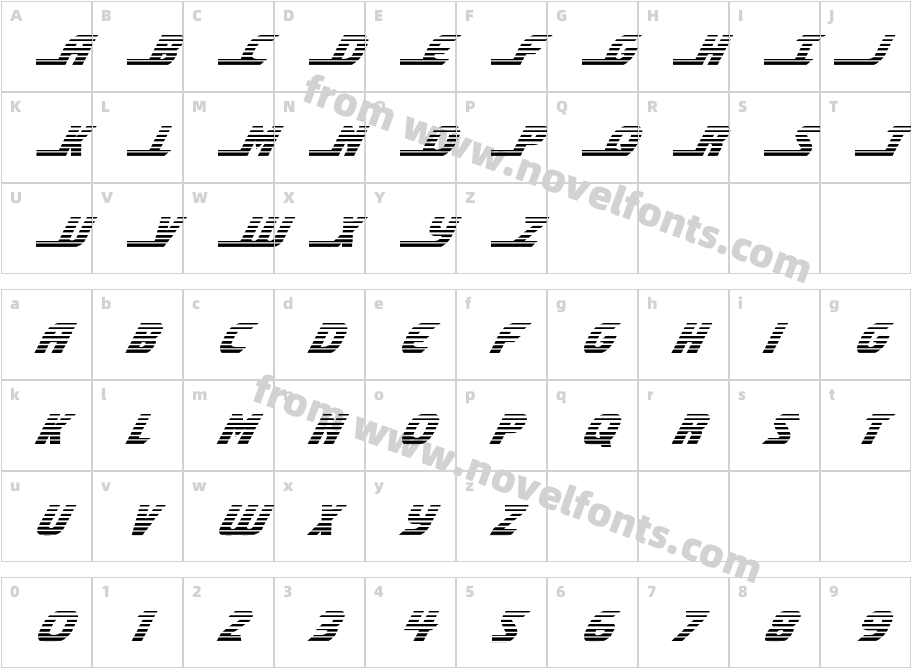 Shining Herald Gradient ItalicCharacter Map