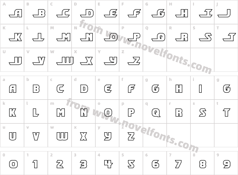 Shining Herald Outline RegularCharacter Map