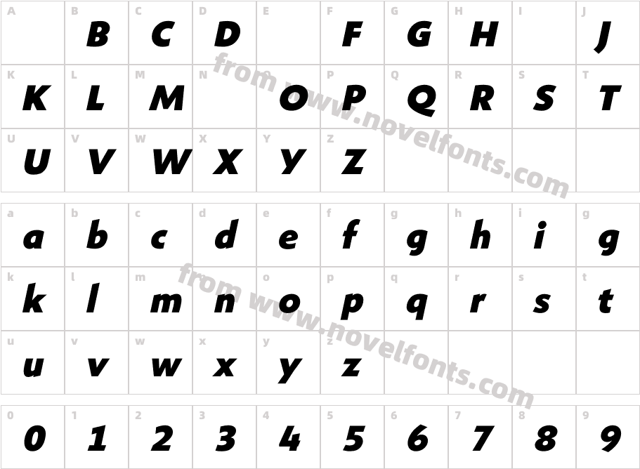 Shinn Extra Bold ItalicCharacter Map