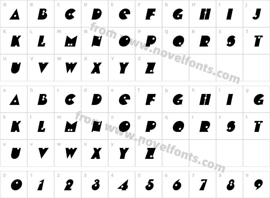 ShotShell ItalicCharacter Map