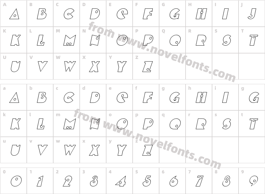 ShotShellOpen ItalicCharacter Map