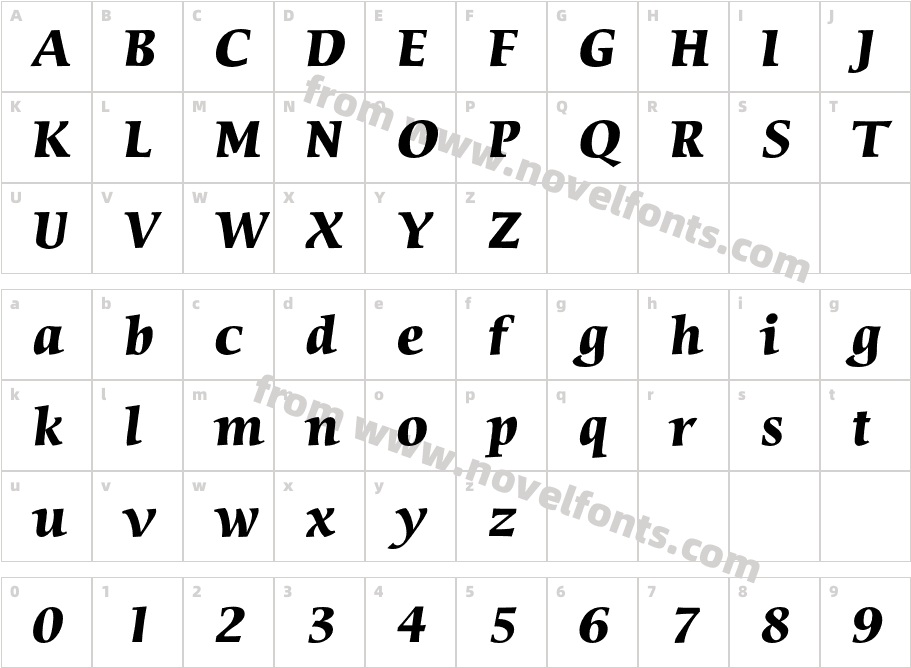 SierraEF Bold ItalicCharacter Map