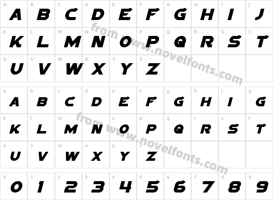 Sigma Five Bold ItalicCharacter Map