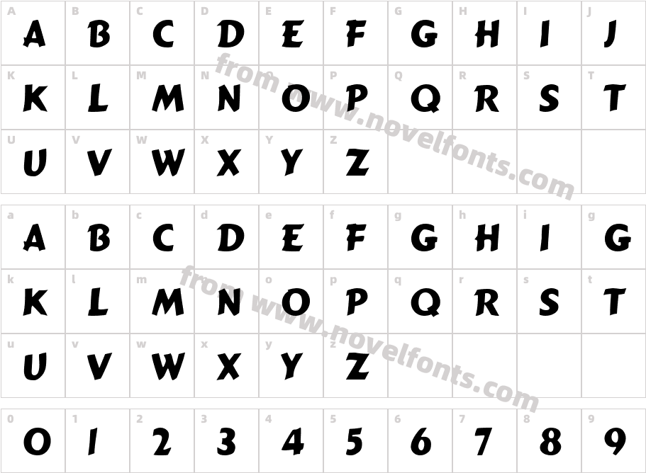 Signboard RegularCharacter Map