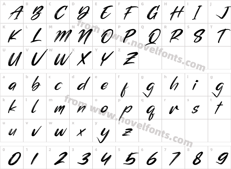 Simphony Brushe ItalicCharacter Map