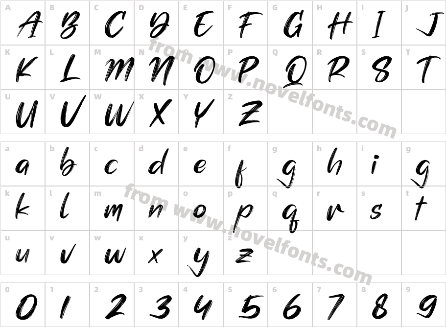 Simphony BrusheCharacter Map