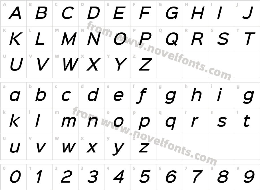 Sinkin Sans 500 Medium ItalicCharacter Map