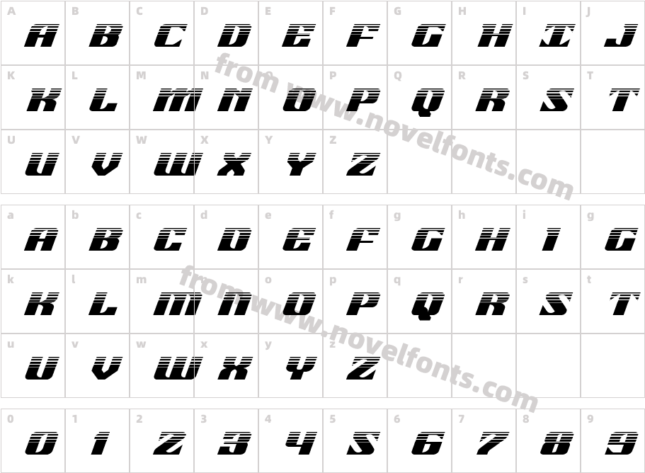 21 Gun Salute Halftone ItalicCharacter Map