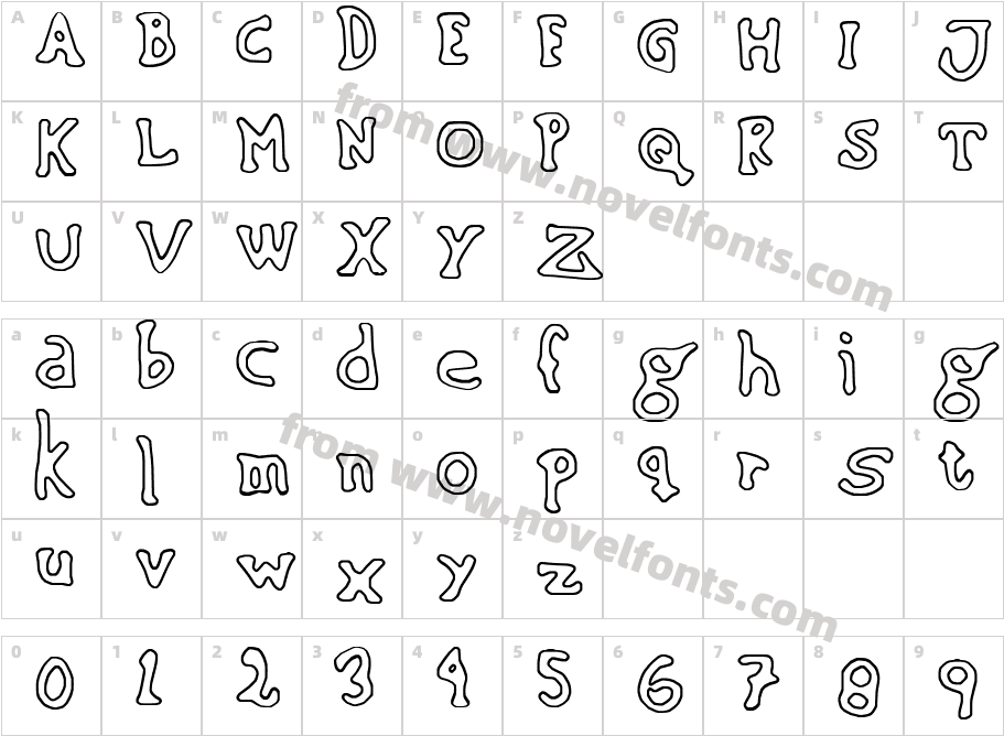 Sinking Ship (outline)Character Map