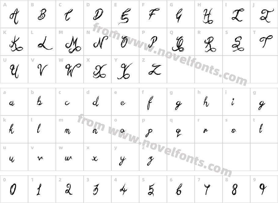 Sketchy ScriptCharacter Map