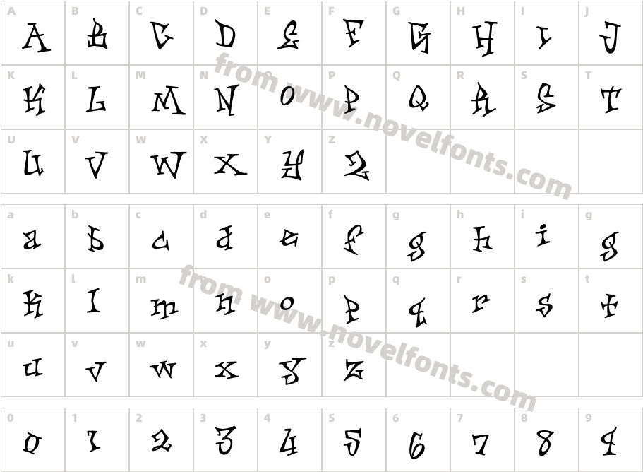 Skiffledog-BoldRiffCharacter Map