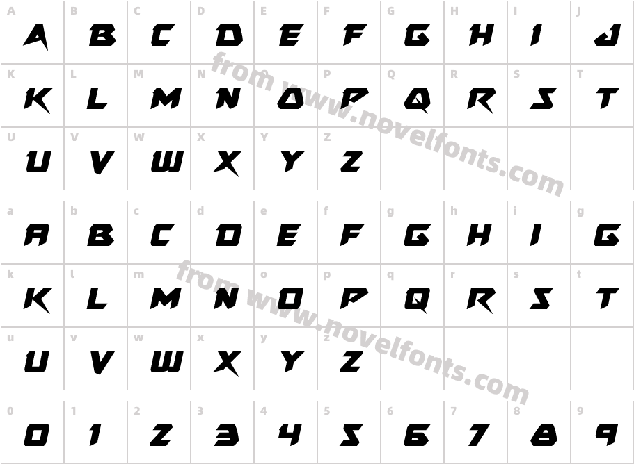 Skirmisher Semi-ItalicCharacter Map