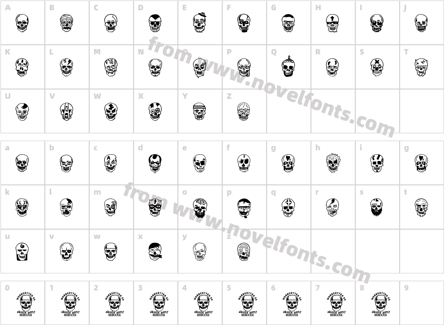 Skulls Party IconsCharacter Map