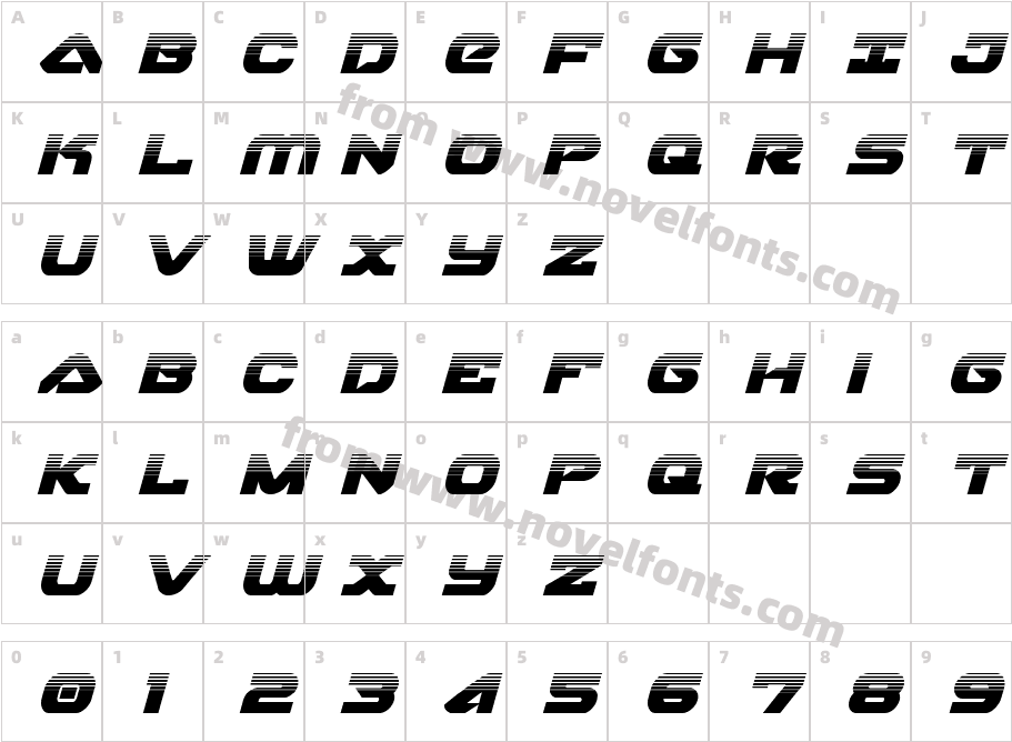 Skyhawk Halftone ItalicCharacter Map