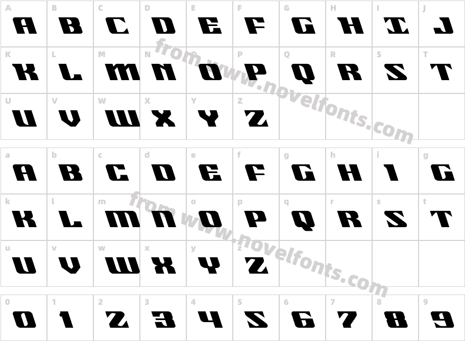 21 Gun Salute LeftalicCharacter Map