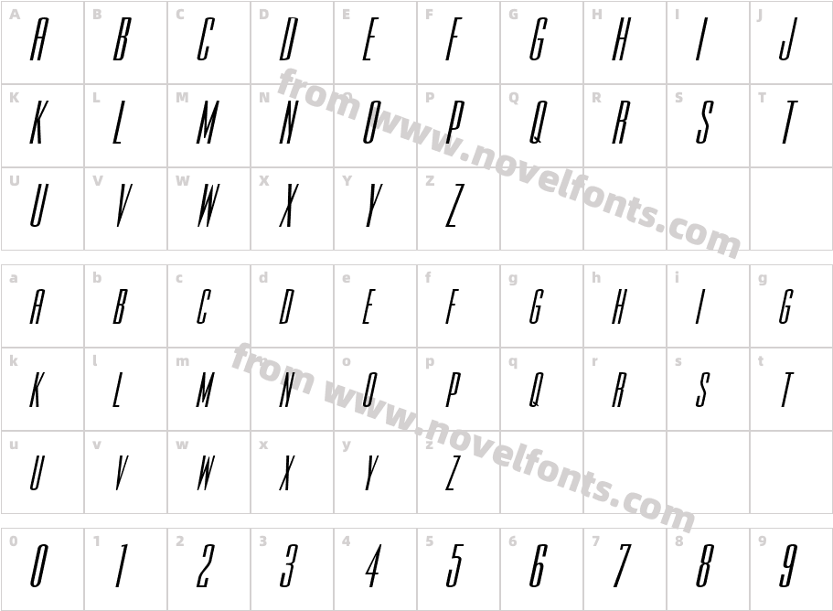 Slim-Jim-Extended Bold ItalicCharacter Map