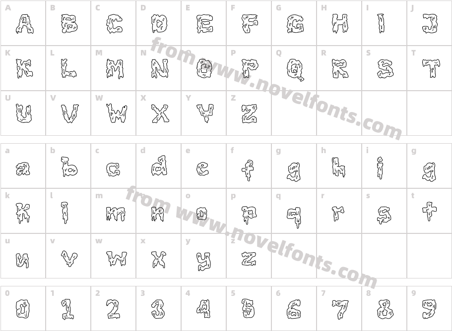 Slimespooky OutlineCharacter Map