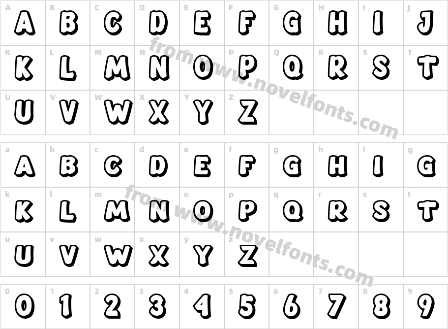 Smack Boom OutlineCharacter Map