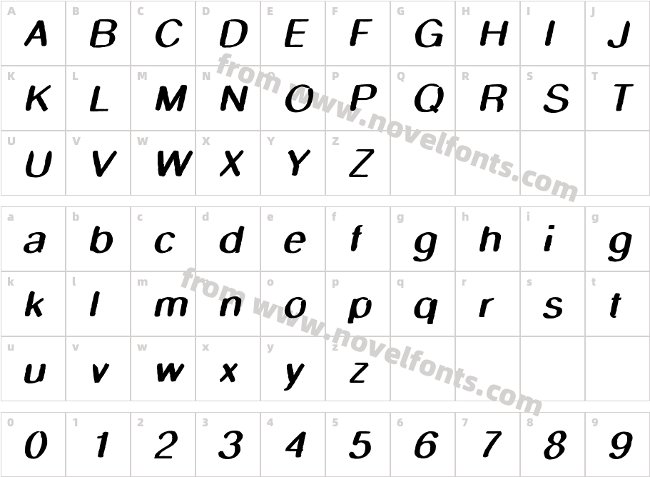 Smudge Stick ObliqueCharacter Map