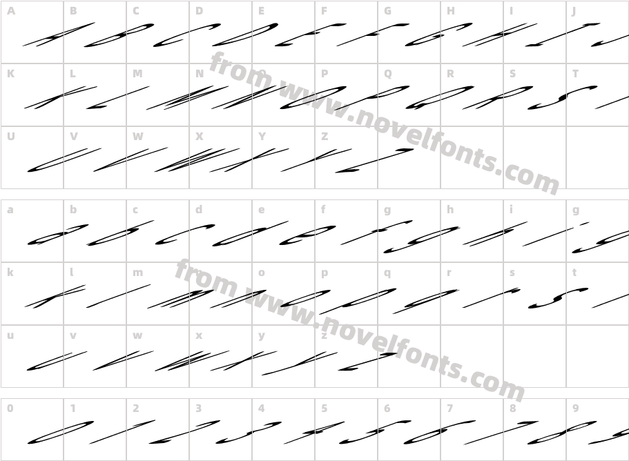 Snowfall Ultra ObliqueCharacter Map