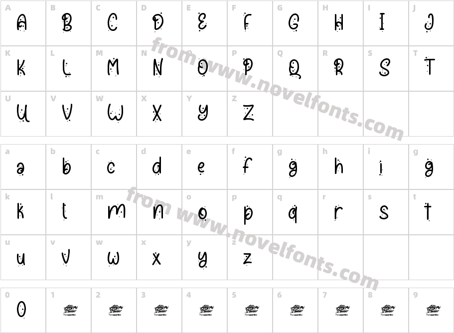 Snowy Dahlia DisplayCharacter Map