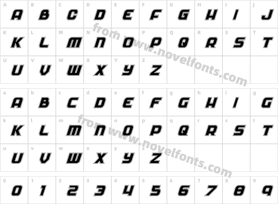 Soldier Academy ItalicCharacter Map