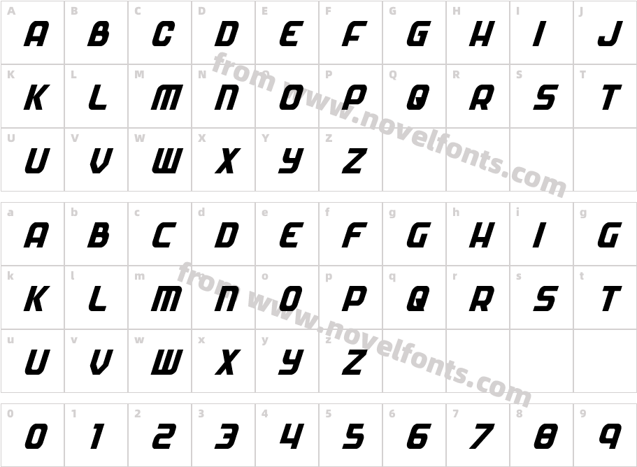 Soldier Condensed ItalicCharacter Map